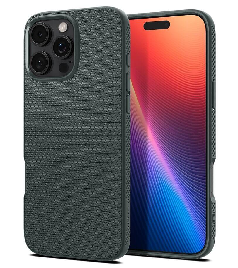 Противоударен Калъф за iPhone 16 Pro Max, Spigen Liquid Air Case, Зелен