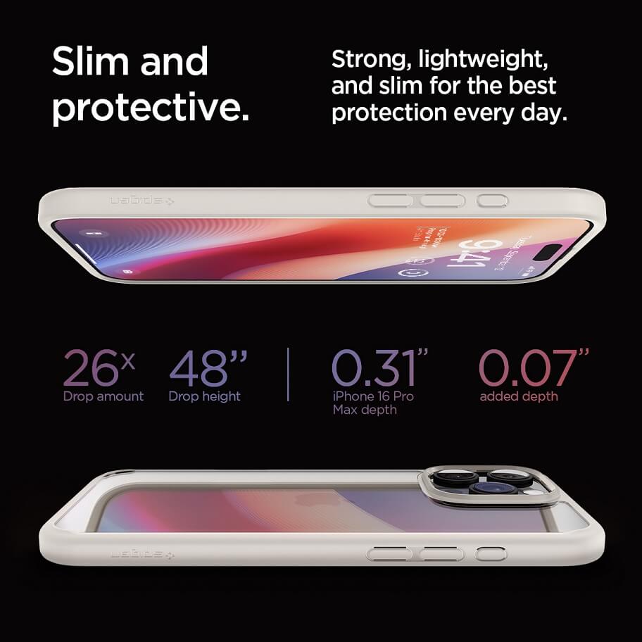Противоударен Калъф за iPhone 16 Pro Max, Spigen Ultra Hybrid Case, Титаниев (11)