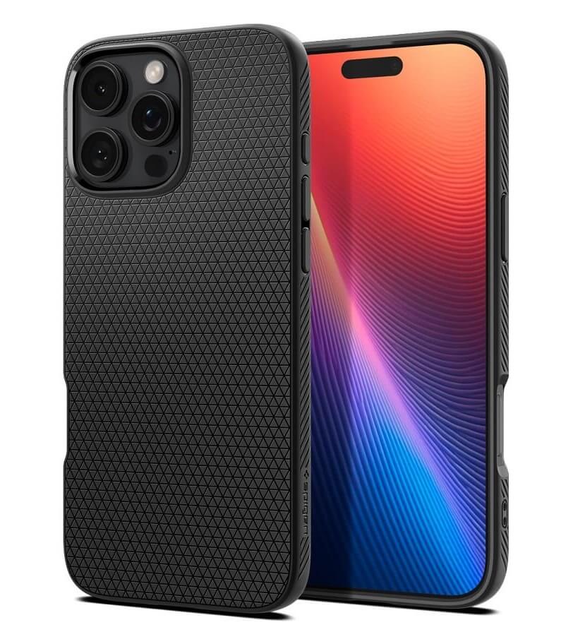 Противоударен Калъф за iPhone 16 Pro, Spigen Liquid Air Case, Черен