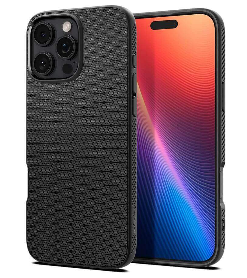 Противоударен Калъф за iPhone 16 Pro Max, Spigen Liquid Air Case, Черен