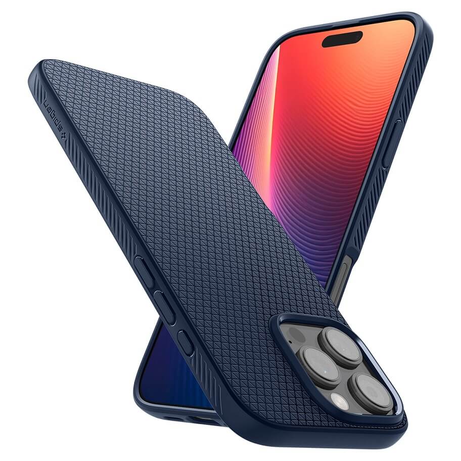 Противоударен Калъф за iPhone 16 Pro Max, Spigen Liquid Air Case, Син (9)