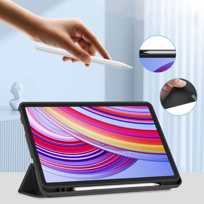 Защитен Калъф за Xiaomi Redmi Pad 1/2 Pro 12.1, Tech-Protect Trifold Slim Pen Case, Черен (5)