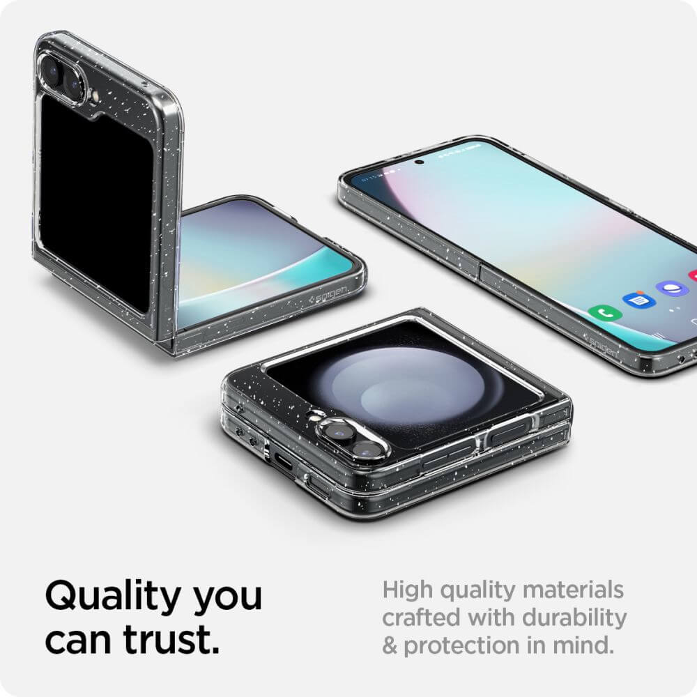 Блестящ Калъф за Samsung Z Flip 7 FE/Z Flip 6, Spigen AirSkin Glitter Case, Прозрачен (9)