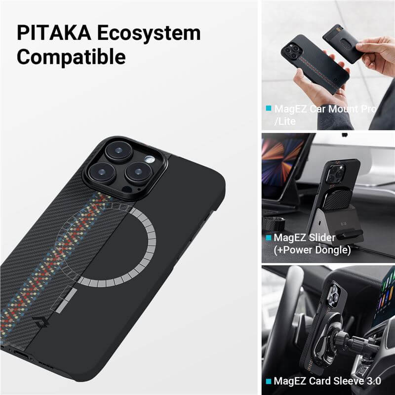 Magsafe Калъф за iPhone 14 Pro, Pitaka Fusion Weaving MagEZ 3 Rhapsody Case, Черен (3)