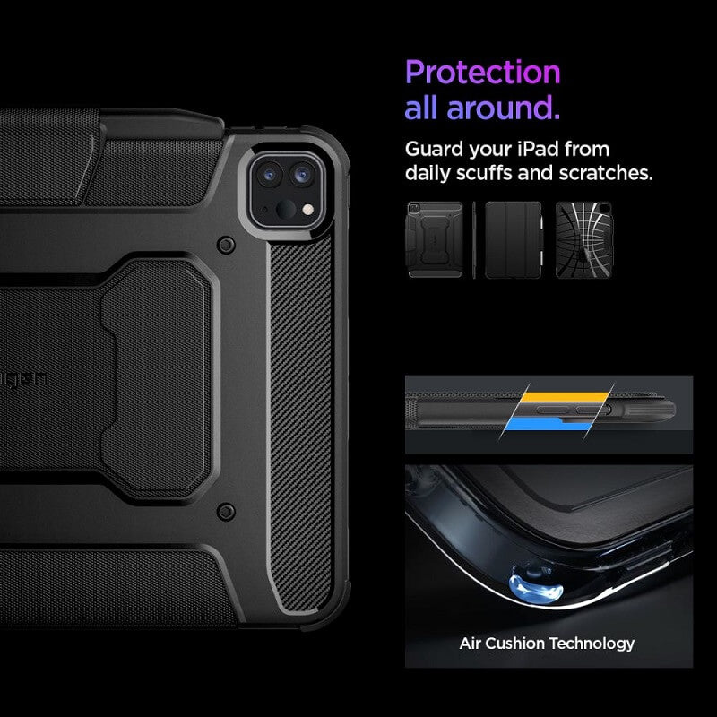 Противоударен Калъф за iPad Pro 11 2025-2024, Spigen Rugged Armor Pro Case, Черен (8)