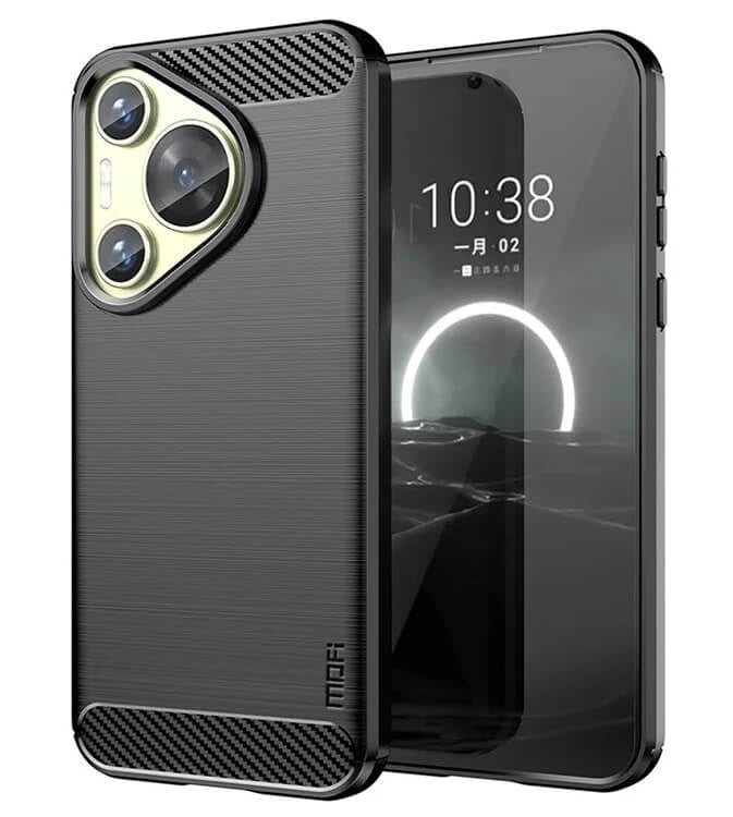 Противоударен Калъф за Huawei Pura 70, Premium Carbon Case, Черен