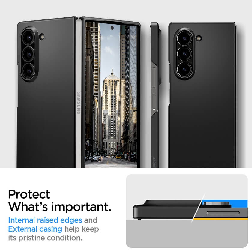 Тънък Калъф за Samsung Z Fold 6, Spigen AirSkin Case, Черен (9)