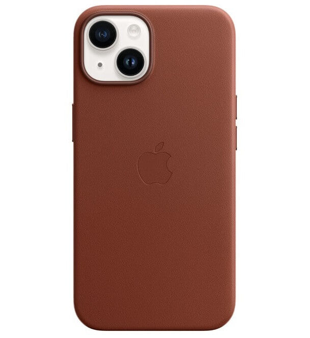 Оригинален Кожен Калъф за iPhone 14, Leather Magsafe Case MPP73ZM/A, Кафяв