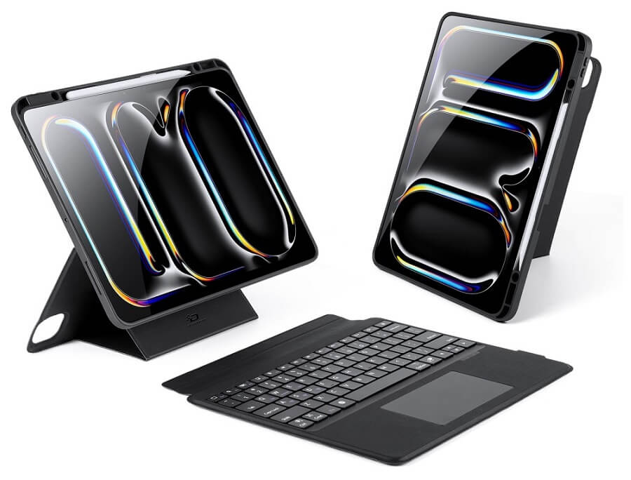 Кожен Калъф с Клавиатура за iPad Pro 13 2025-2024, Dux Ducis Magnetic Keyboard Case, Черен