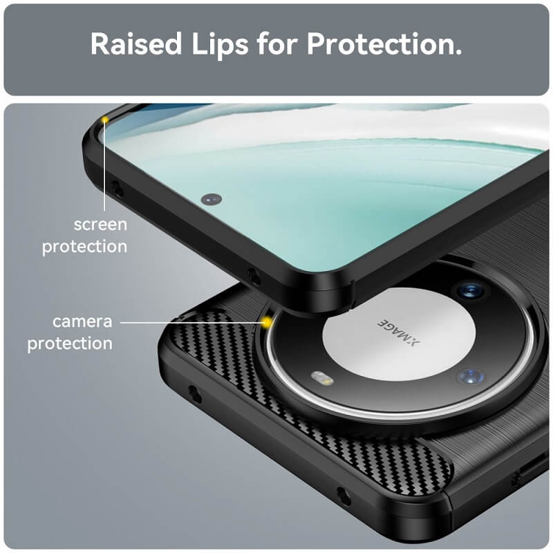 Противоударен Калъф за Huawei Mate 60 Pro, Premium Carbon Case, Черен (6)