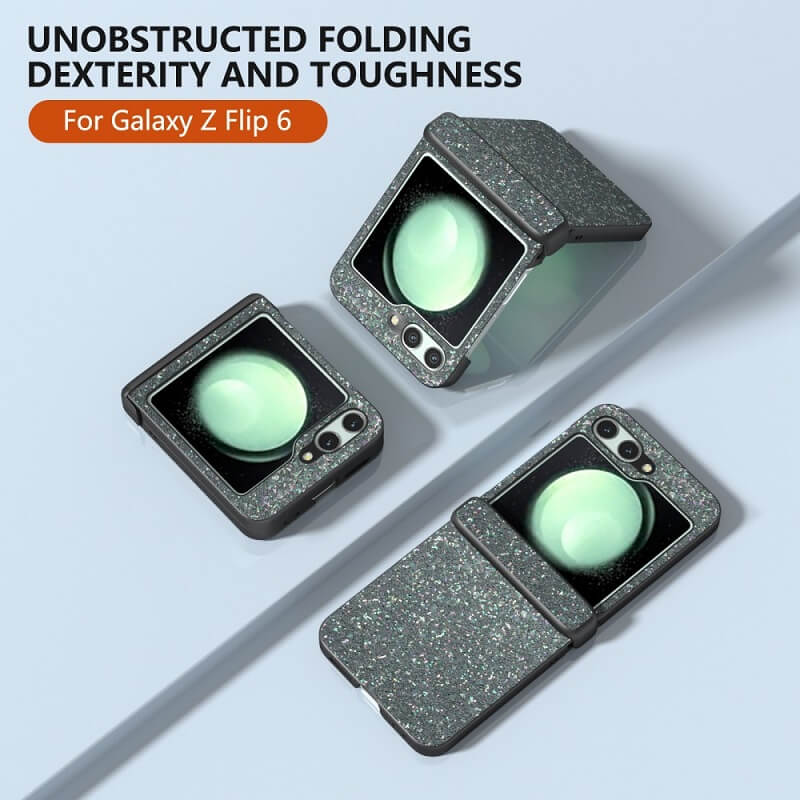Калъф с Изящна Декорация за Samsung Z Flip 7 FE/Z Flip 6, Glitter Case, Черен (2)