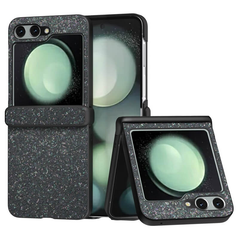 Калъф с Изящна Декорация за Samsung Z Flip 7 FE/Z Flip 6, Glitter Case, Черен