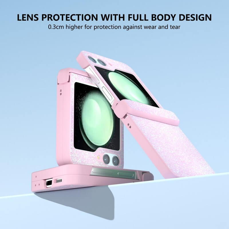 Калъф с Изящна Декорация за Samsung Z Flip 7 FE/Z Flip 6, Glitter Case, Розов (4)