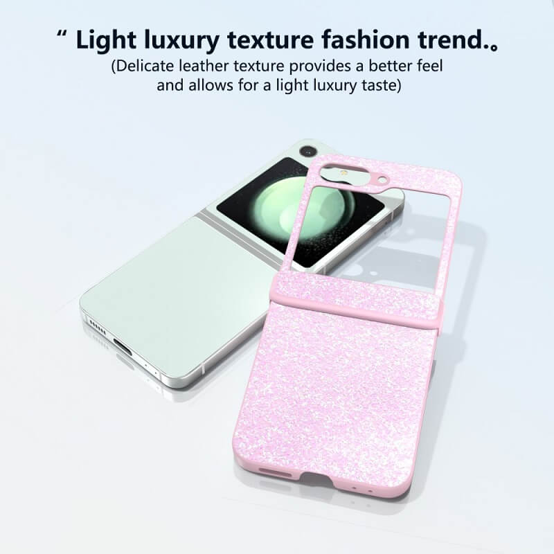 Калъф с Изящна Декорация за Samsung Z Flip 7 FE/Z Flip 6, Glitter Case, Розов (3)