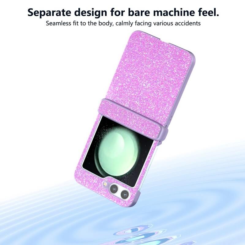 Калъф с Изящна Декорация за Samsung Z Flip 7 FE/Z Flip 6, Glitter Case, Лилав (5)