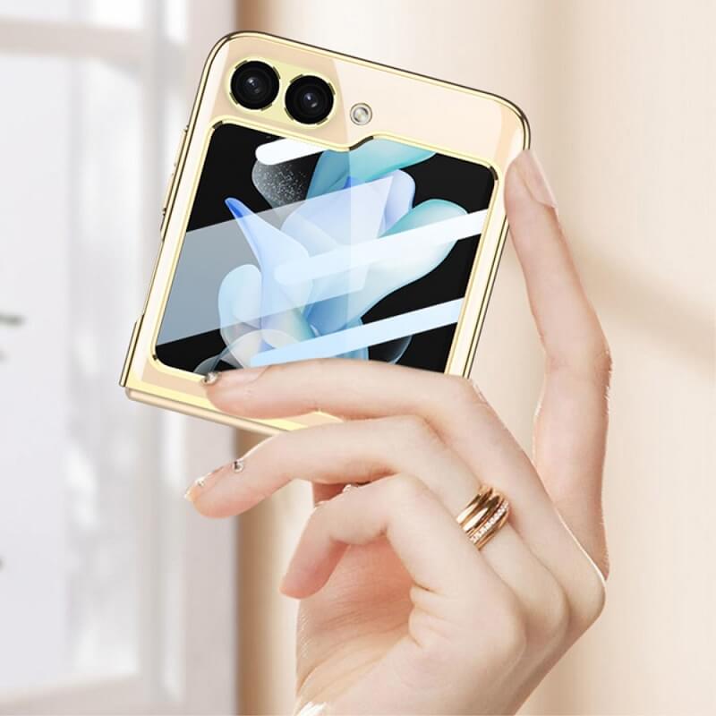 Калъф с Цветна Рамка за Samsung Z Flip 7 FE/Z Flip 6, GKK Electroplating Case, Златист (2)