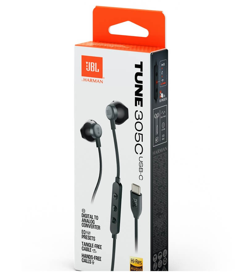 Слушалки с USB-C, JBL Tune 305C DAC Handsfree JBLT305CBLK, Черен (7)