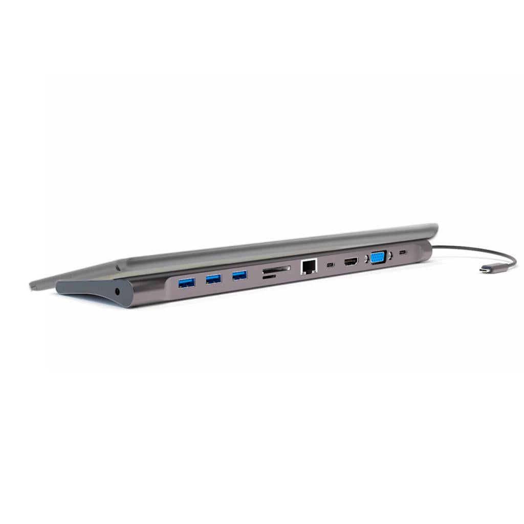 USB-C Хъб, 4Smarts 11in1 VGA-HDMI-Ethernet-USB 3.0-Card Slot, Сив (5)