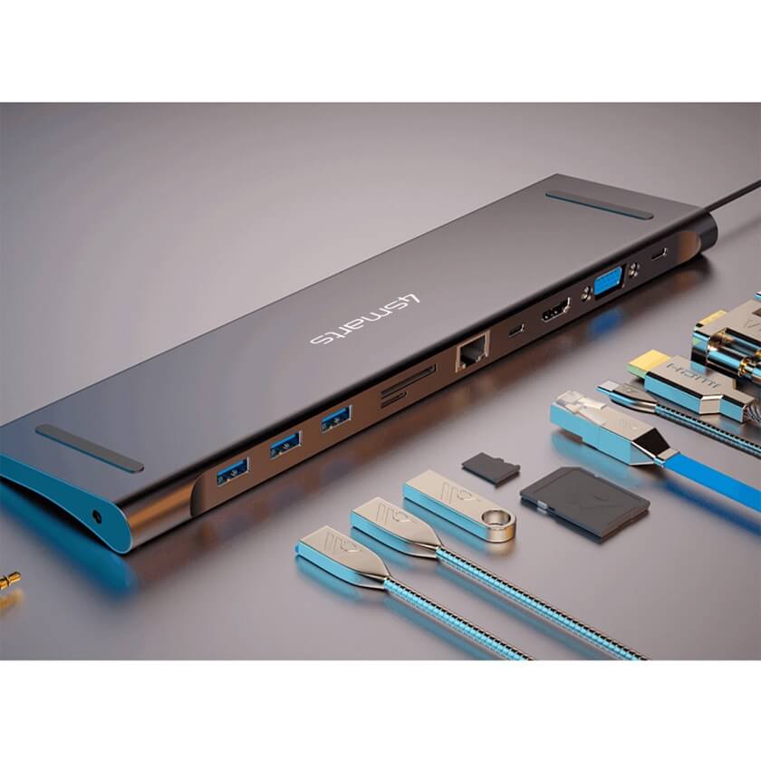USB-C Хъб, 4Smarts 11in1 VGA-HDMI-Ethernet-USB 3.0-Card Slot, Сив (4)