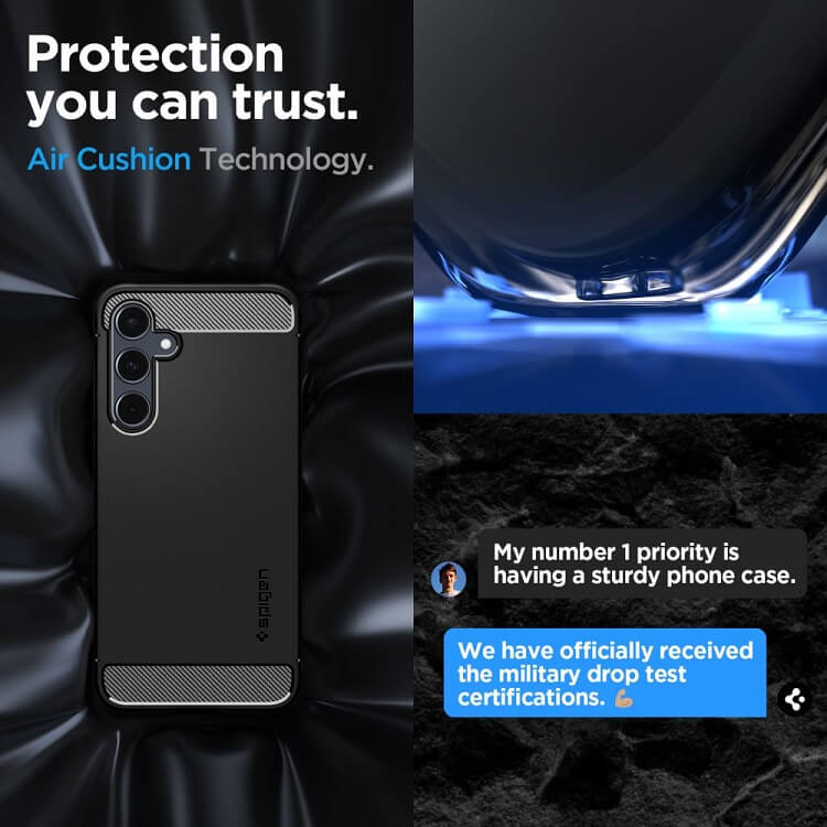 Противоударен Силиконов Калъф за Samsung A16, Spigen Rugged Armor Case, Черен (10)