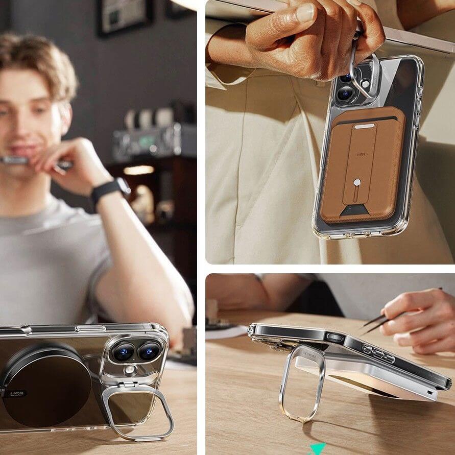 Magsafe Калъф и Протектор за iPhone 16, ESR Classic Hybrid Kickstand Magnetic Case, Прозрачен (4)