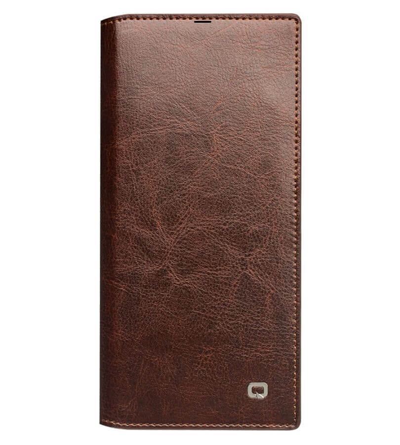 Кожен Калъф за Samsung Note 10 Plus, Qialino Book Case, Кафяв