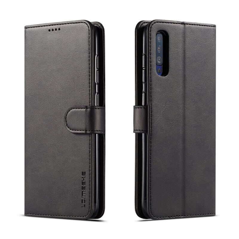 Кожен Калъф с Джобове за Samsung A70, Wallet Leather Book Case, Черен (3)
