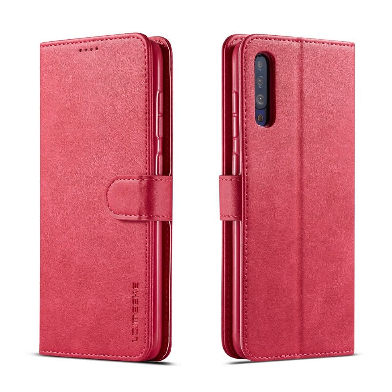 Кожен Калъф с Джобове за Samsung A70, Wallet Leather Book Case, Розов (3)