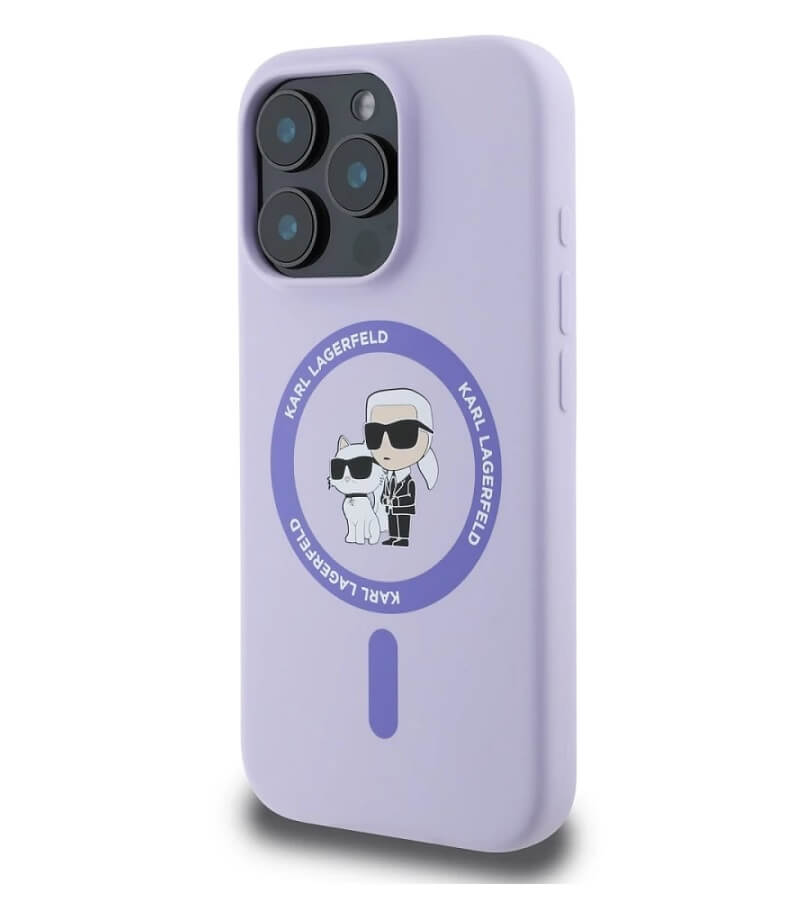 Magsafe Калъф за iPhone 16 Pro, Karl Lagerfeld Karl&Choupette Heads Ring Case, Лилав (3)