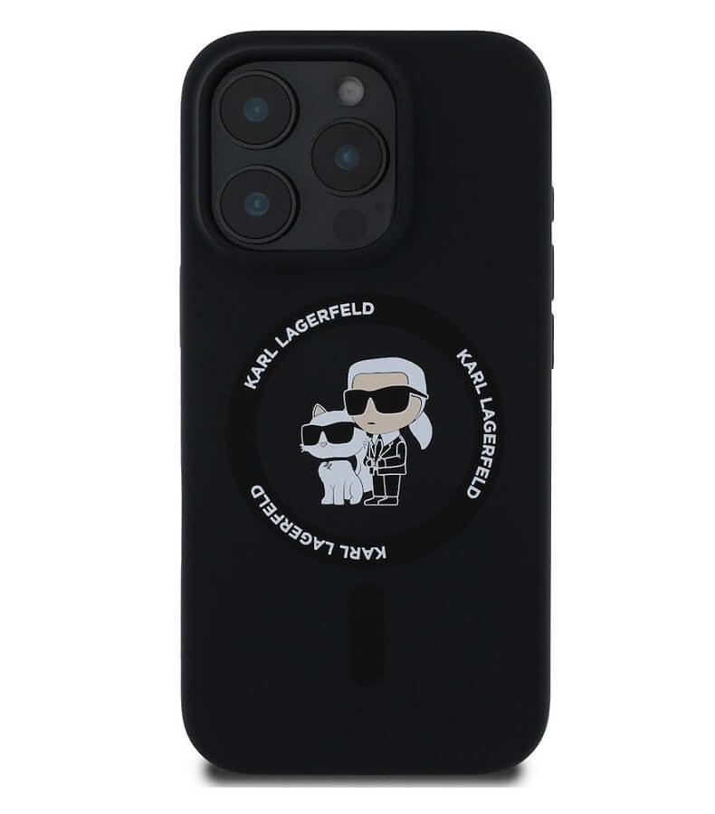 Magsafe Калъф за iPhone 16 Pro Max, Karl Lagerfeld Karl&Choupette Heads Ring Case, Черен (2)