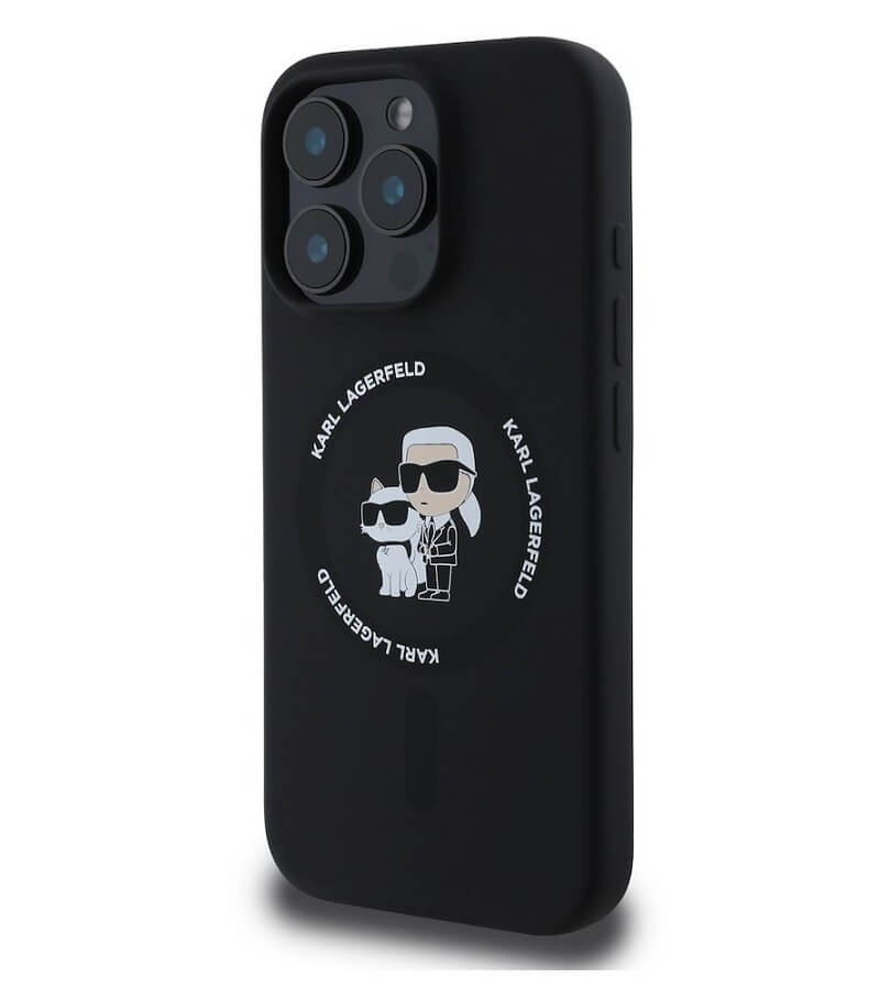 Magsafe Калъф за iPhone 16 Pro Max, Karl Lagerfeld Karl&Choupette Heads Ring Case, Черен (3)