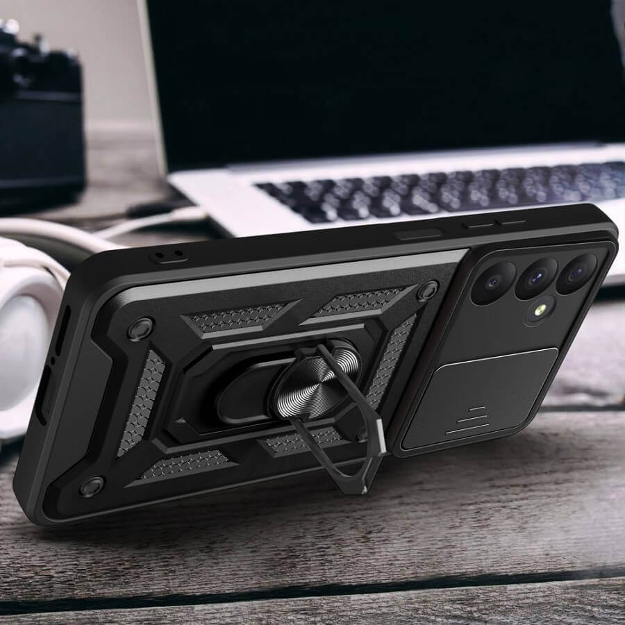 Калъф с Предпазител за Камера и Стойка за Samsung S24 FE, Tech-Protect CamShield Pro Case, Черен (5)