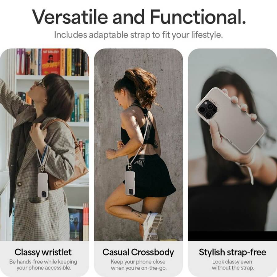 Magsafe Кожен Калъф с Връзки за iPhone 16 Pro, Spigen Cyrill Kajuk Classic Charm, Бежов (7)