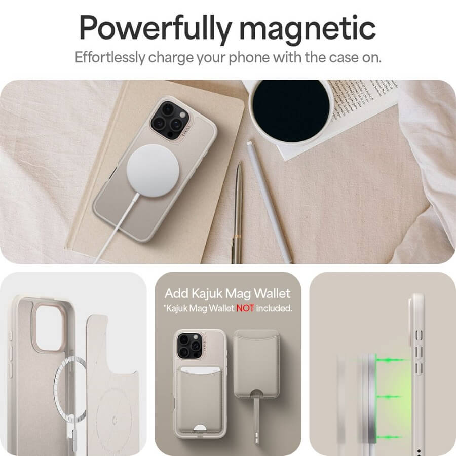 Magsafe Кожен Калъф с Връзки за iPhone 16 Pro, Spigen Cyrill Kajuk Classic Charm, Бежов (9)