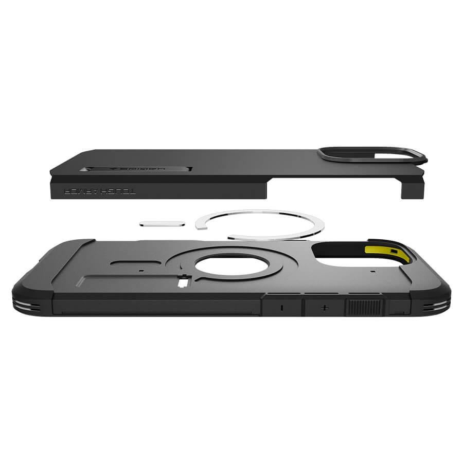 MagSafe Противоударен Калъф за iPhone 16 Pro, Spigen Tough Armor T Case, Черен (9)