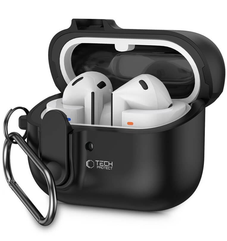 Калъф за Samsung Galaxy Buds 3 Pro/ 3 FE/ 3, Tech-Protect Slim Hook Case, Черен