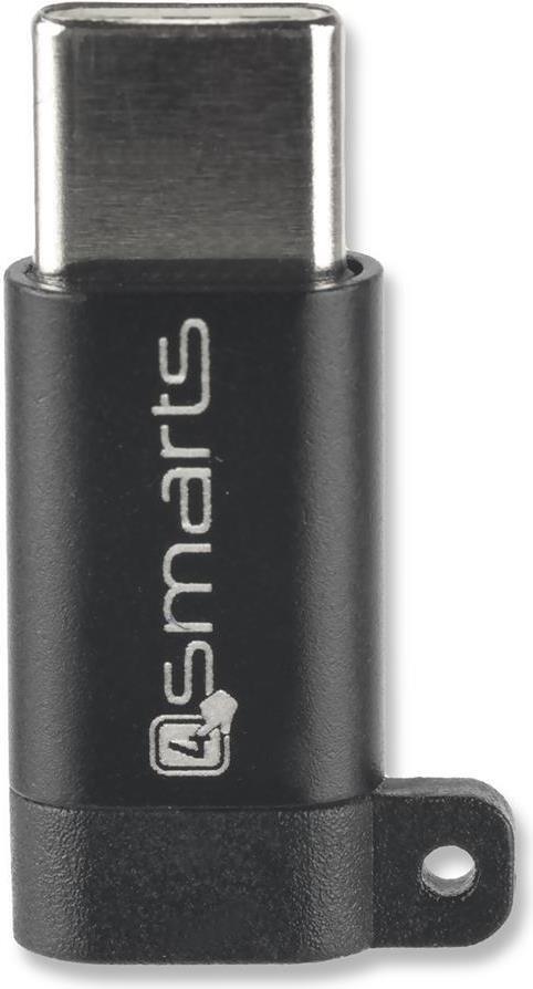 USB Преход/Адаптер, 4Smarts micro-USB to USB-C, Черен (Bulk)