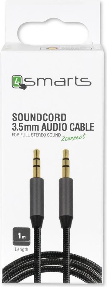 Аудио Кабел, 4Smarts Aux 3.5 mm Jack 1m, Сив (3)