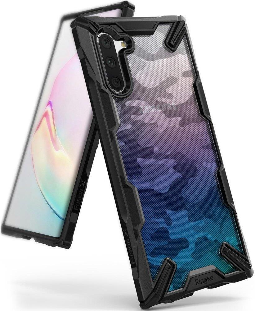 Противоударен Хибриден Калъф за Samsung Note 10, Ringke Fusion X Camouflage Case, Черен