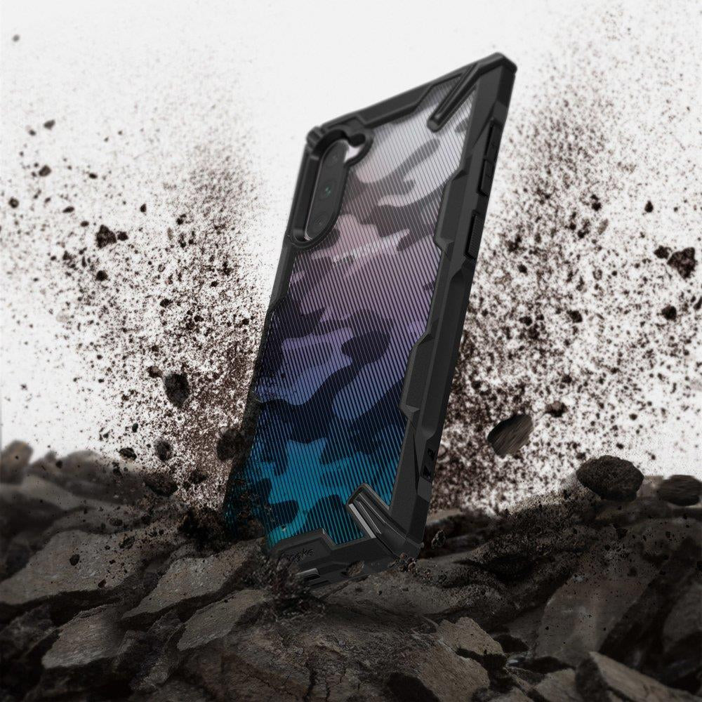 Противоударен Хибриден Калъф за Samsung Note 10, Ringke Fusion X Camouflage Case, Черен (3)