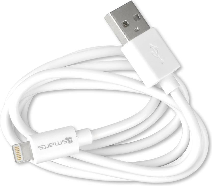 USB Кабел за iPhone и iPad, 4Smarts Lightning 1m, Бял