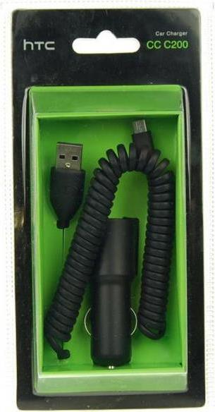 Оригинално Зарядно за HTC за Кола 12v 1a & micro USB CC-C200, Черен (3)