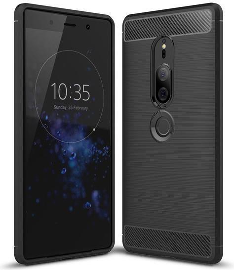 Противоударен Силиконов Калъф за Sony XZ2, Forcell Carbon Case, Черен