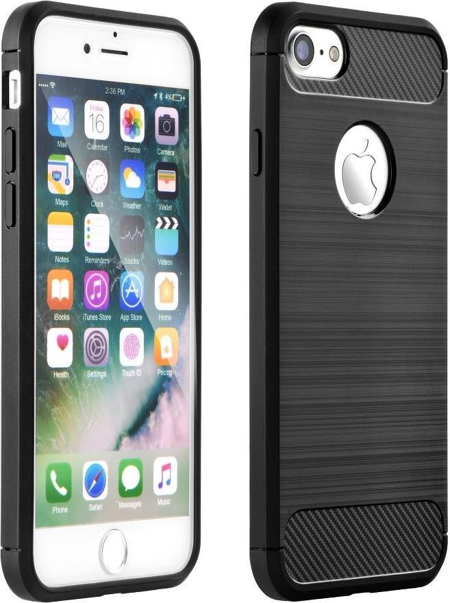 Противоударен Силиконов Калъф за Huawei P Smart 2019, Forcell Carbon Case, Черен (2)