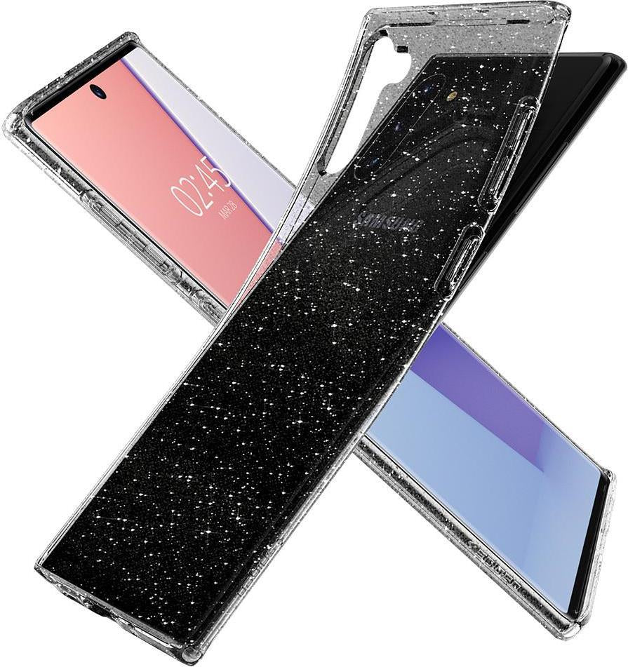 Противоударен Блестящ Калъф за Samsung Note 10, Spigen Liquid Crystal Glitter Quartz Case, Прозрачен (6)