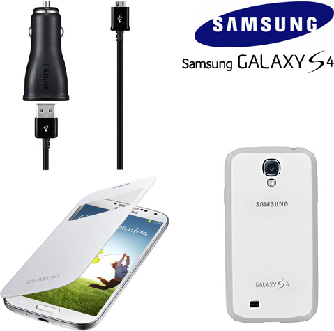 Оригинален Сет за Samsung S4 S-View Book Case & Charger ET-VI950BWE, Бял (2)