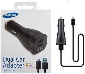 Оригинално Бързо Зарядно за Кола за Samsung S7, S6 12v Fast Charger & micro USB EP-LN920UBE, Черен