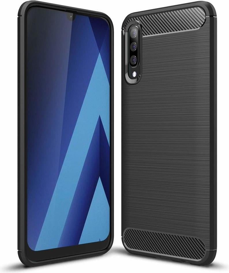 Противоударен Силиконов Калъф за Samsung A70, Forcell Carbon Case, Черен