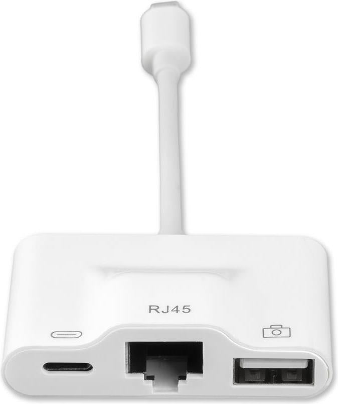 Адаптер за iPhone и iPad, 4Smarts Hub Ethernet/ USB/ Lightning, Бял (3)