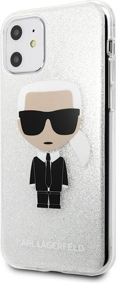 Луксозен Калъф за iPhone 11, Karl Lagerfeld Glitter Iconik Case, Сребрист (5)